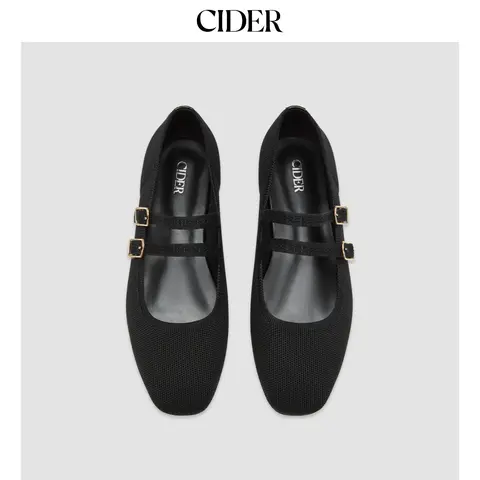 Cider DOUBLE STRAP KNITTED MARY JANE FLATS