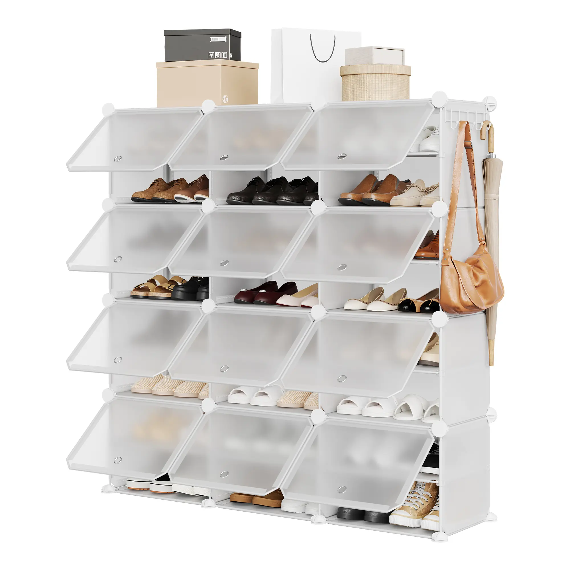 Garvee Space-Saving 8-Tier Shoe Storage Organizer – Sturdy Plastic Shoe Cabinet with Open Design for Closets, Bedrooms, Entryways, Hallways – Fits Shoes and Boots