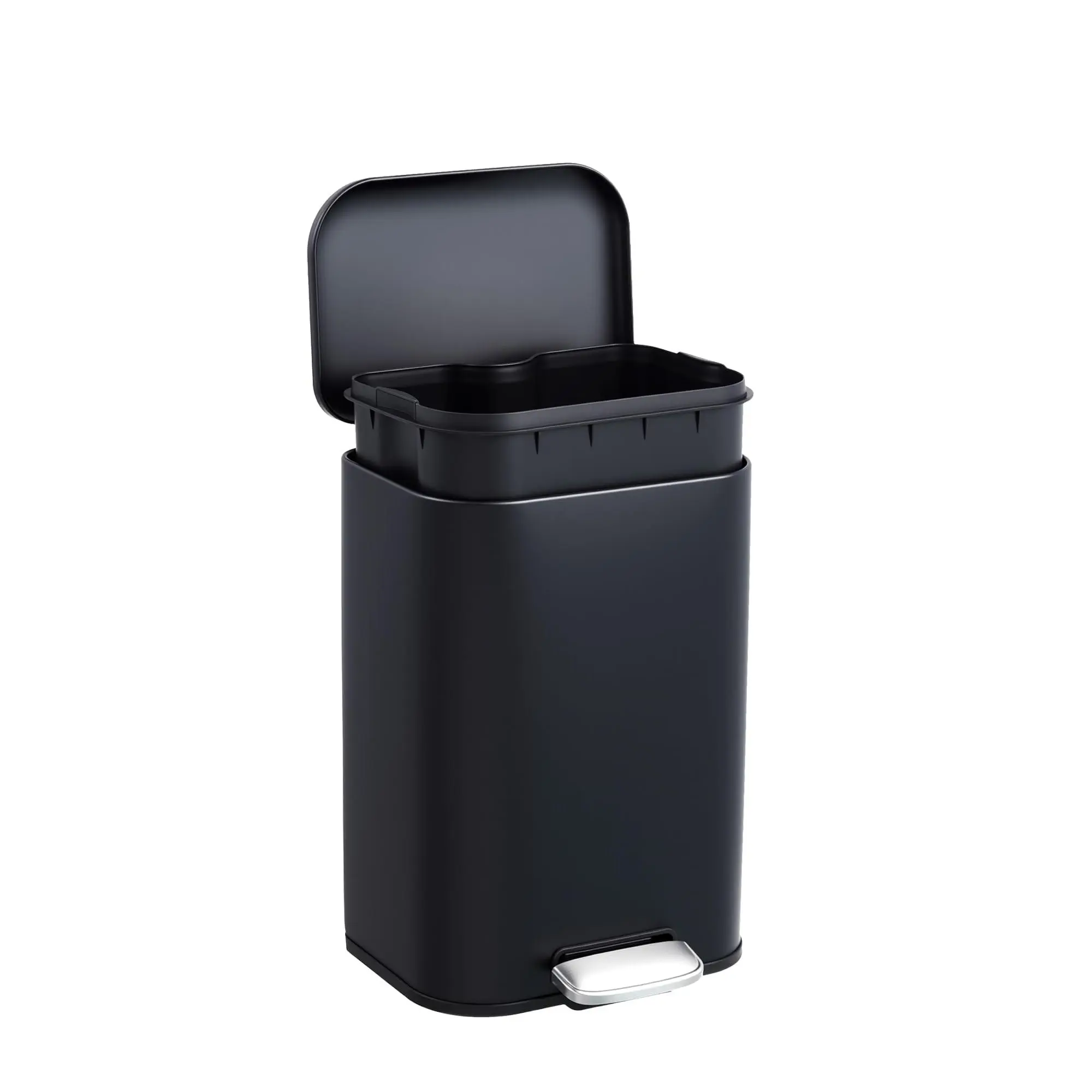 GARVEE 3.2 Gallon / 12L Stainless Steel Bathroom Garbage Can with Soft Close Lid, Foot Pedal, Fingerprint-Proof Slim Waste Basket Ideal for Bathroom, Bedroom, and Office Use
