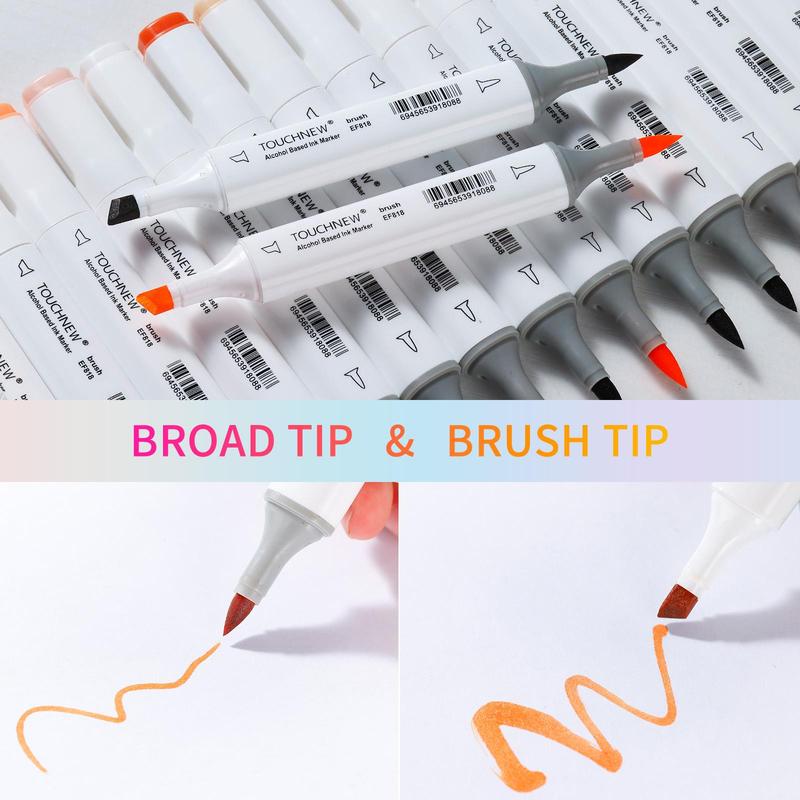 TOUCHNEW Dual Markers Brush Pen, Portrait Color Markers for Artist Adults Coloring Illustration, Art Supplies for Professional Artists, Paint Pens Set