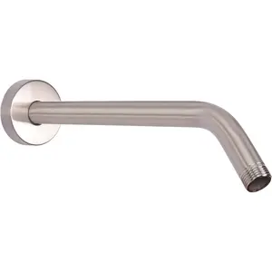 304 Stainless Steel 12 Inch Brushed Nickel Shower Arm Extension, Wall Mounted Shower Pipe with Flange & Teflon Tape, Fits Fixed & Handheld Shower Heads