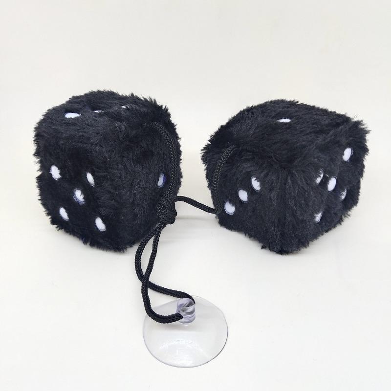 6cm long hair hot stamping dice plush toy cube pendant, rearview mirror pendant sieve