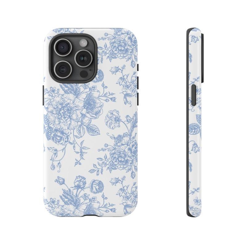French Toile De Jouy Case, Blue And White Floral Tough Phone Case With Extra Layer Of French Toile De Jouy Case, Blue And White Floral Tough Phone Case With Extra Layer Of