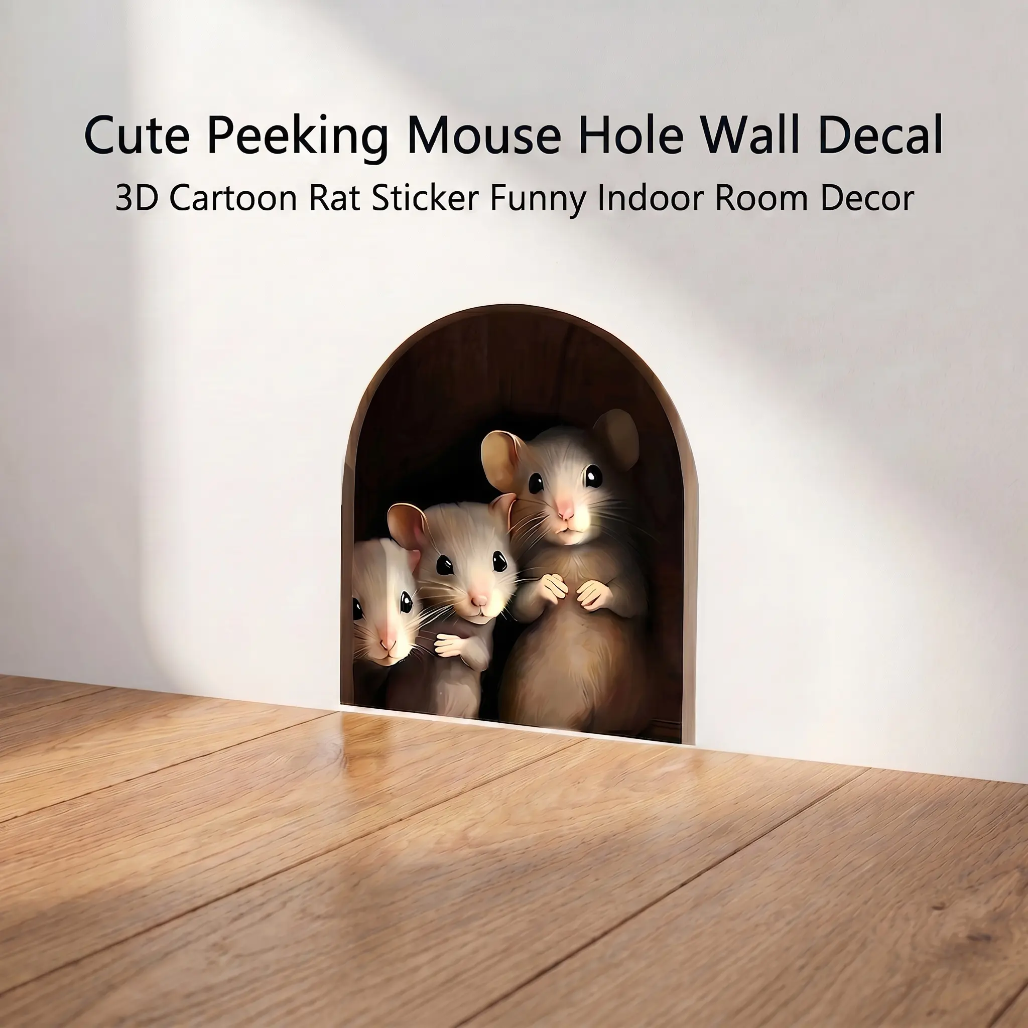 Cute Mouse Pattern Wall Sticker, 1 Count Self-adhesive Wall Decal, Creative Wall Sticker Decoration for Bedroom Living Room Corner Stair, Decorative Sticker-YY0