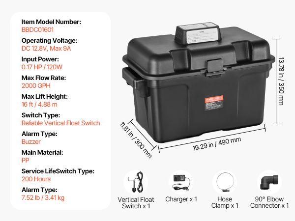 Spring new arrivals Basement Emergency Back-Up Sump Pump Backup Sump Pump System 2000GPH 0.17 HP