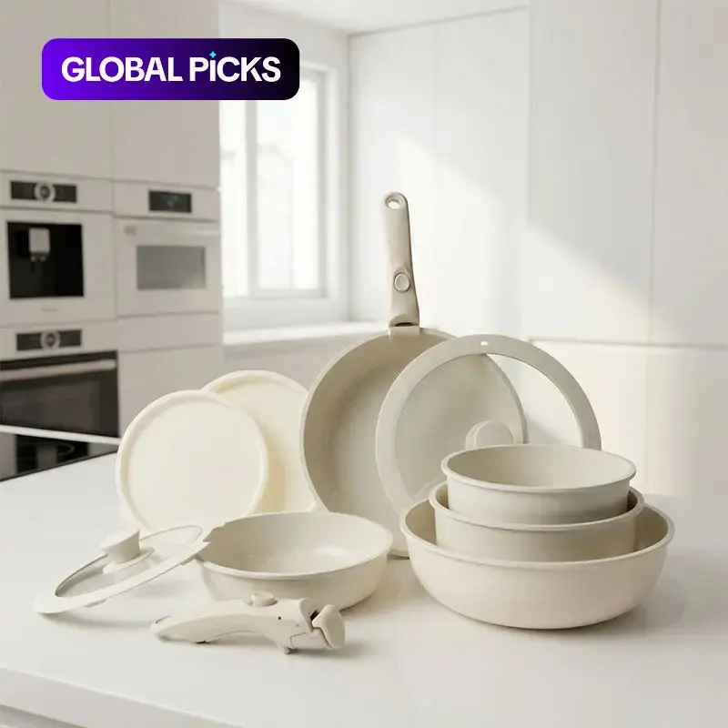 Removable Handle Cookware Set Dishwasher Safe, Versatile Kitchen Essentials for Easy Cooking, Aluminum Caldero Set, Non-Stick Pots and Pans Set, Aluminum Cooking Pot Set #GLOBAL PICKS