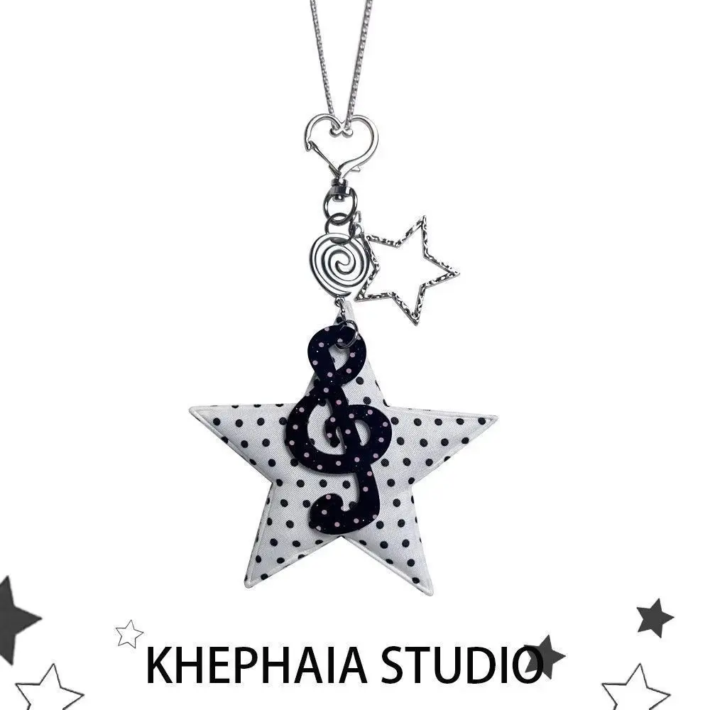 Y2K Sweet‑Cool Polka‑Dot Star Music Note Long Sweater Necklace, Ins‑Style Subculture Dainty Collarbone Chain, Trendy Pendant Jewelry Accessory for Women Daily Street Outfit