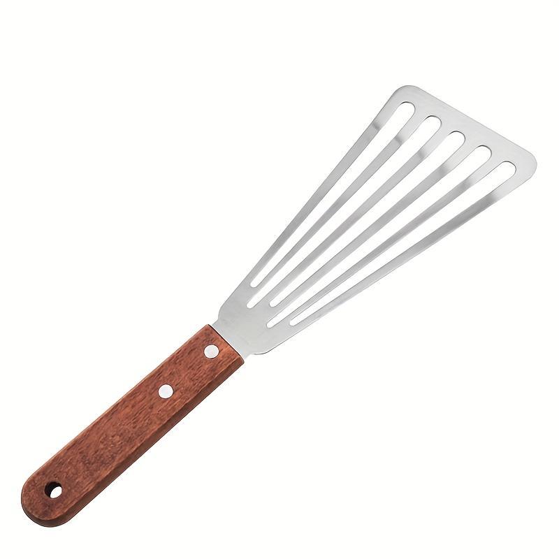 Heavy-Duty Stainless Steel Flipping Spatula- Professional Restaurant and Home Kitchen Tool with Non-Slip Grip- Versatile Pancake, Steak, Fish, Burger Flipper- Easy-Clean Design for Grilling, Frying, and Stir-frying- Ergonomic Wooden Handle