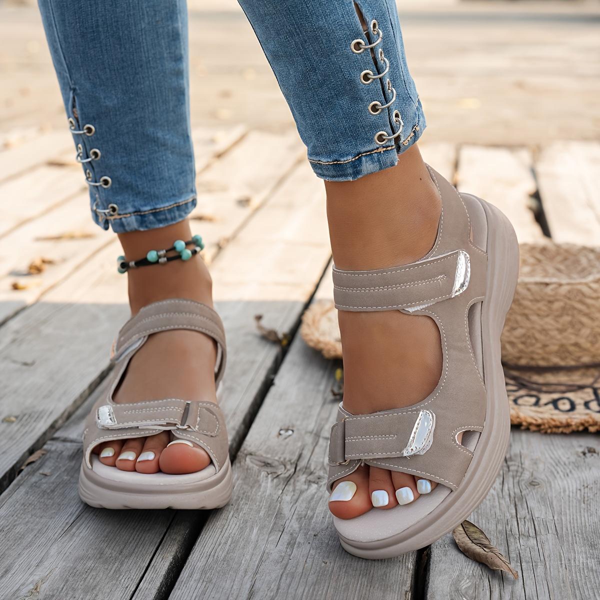 Women'S Premium Adjustable Strap Platform Sandals |   Elegant, Comfortable Orthopedic Summer Casual Open-Toe Walking Shoes, High-Quality Breathable And Non-Slip Fashion Footwear With Microfiber Upper And Sole, Women Shoes