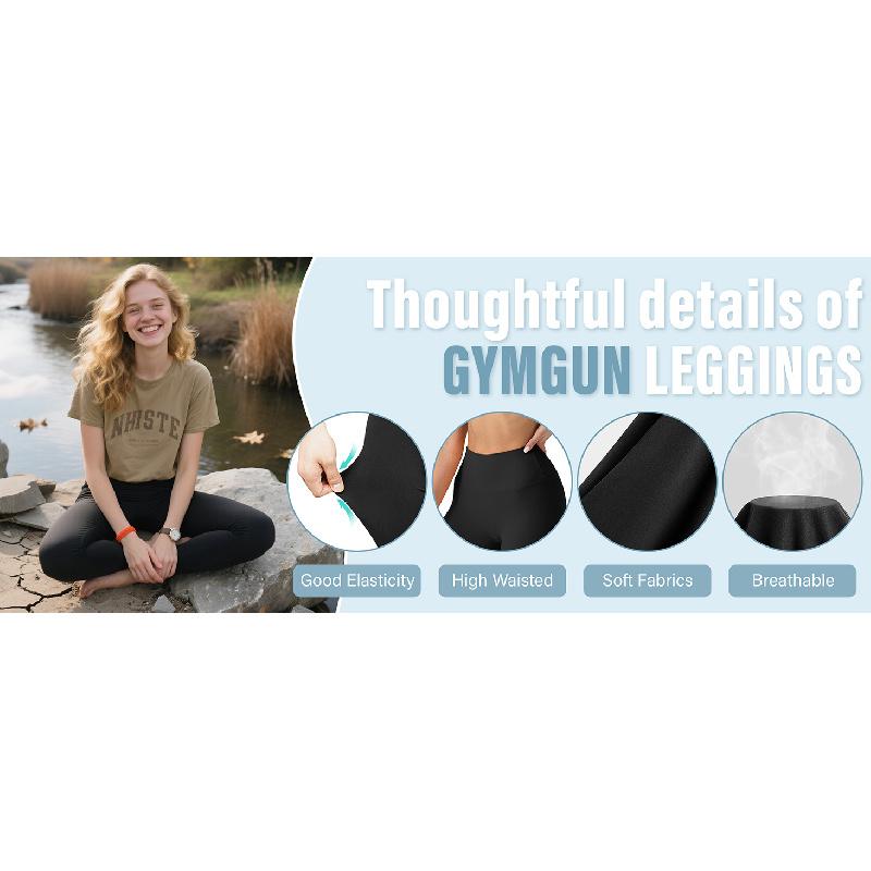 3 Pack Leggings with Pockets for Women,Butt Lift High Waisted Tummy Control Workout Yoga Pants Reg & Plus Size