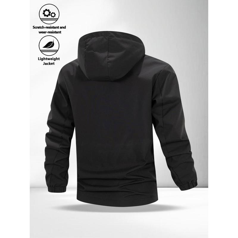 Men's Lightweight Hooded Jacket with Zipper Pockets, Breathable Comfort Fabric, Regular Fit, Daily Streetwear