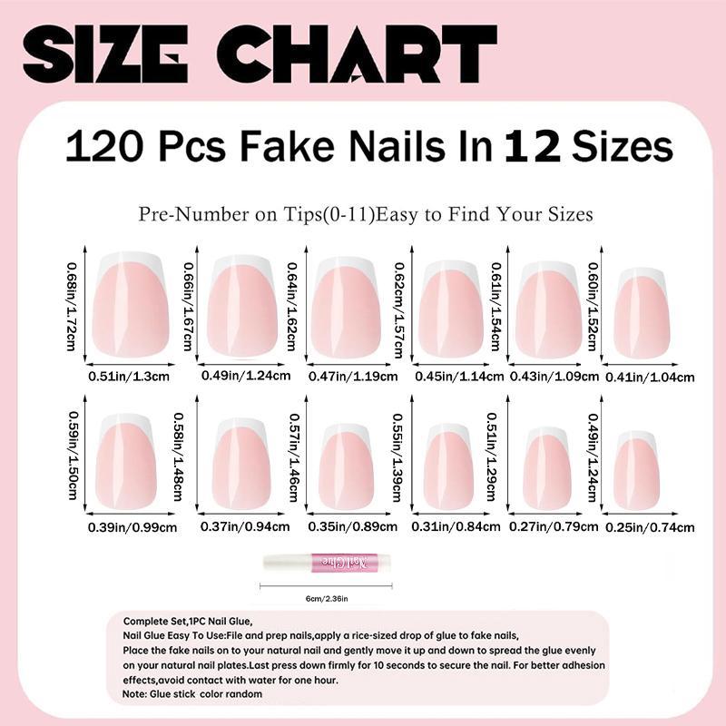 French Glossy False Press on Nails, 120pcs Short Square Fake Nails for Women, Artificial Ballerina Coffin Nail Tips, Full Cover Colorblock False Nail, Nail Art Diy