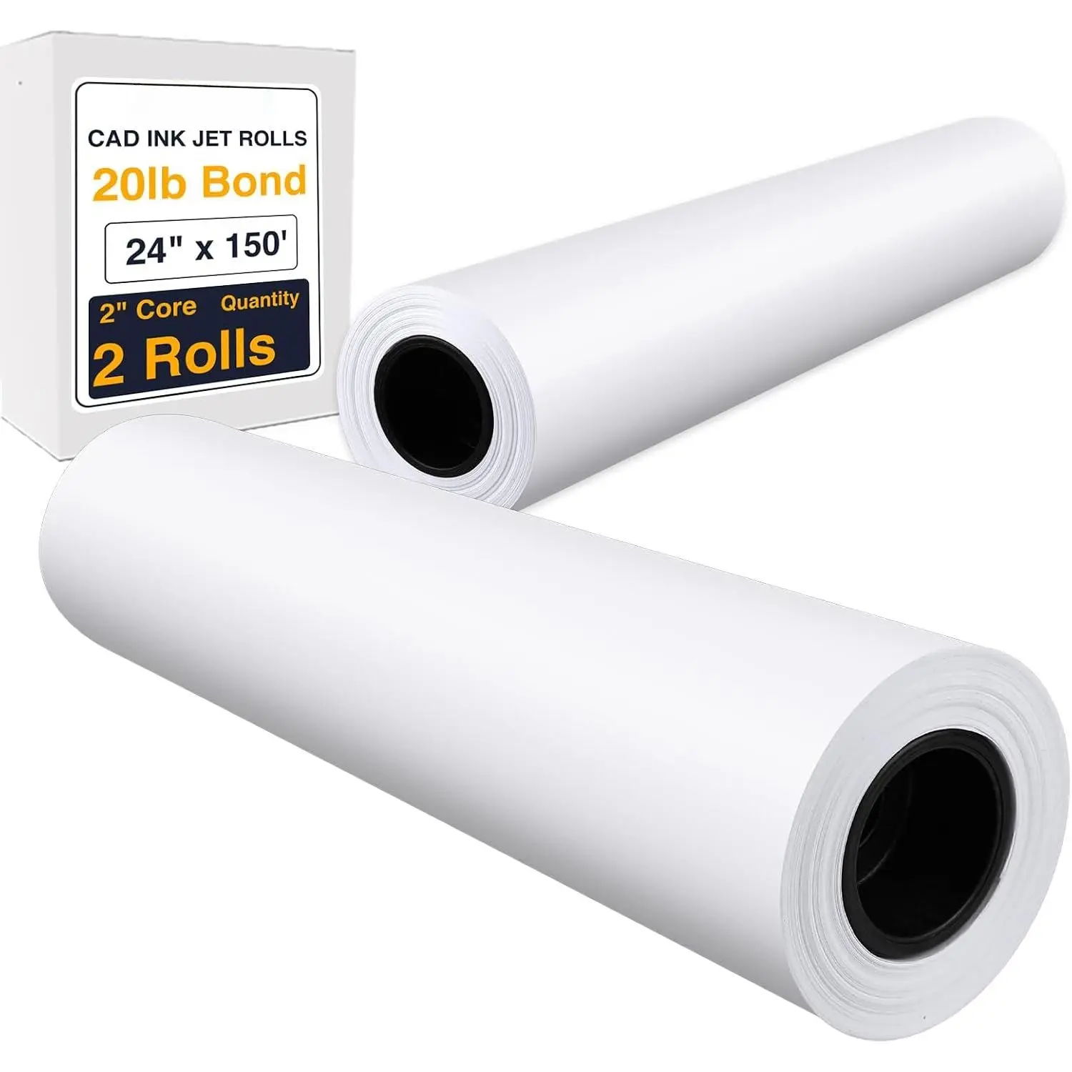 Wide Format Paper, 2 Rolls Plotter Paper 24 In x 150 Ft
