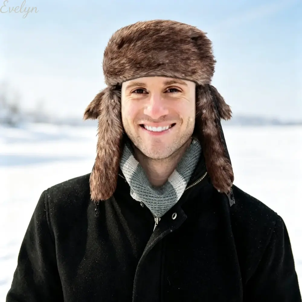 Unisex Faux Fur Aviator Hat – Reflective, Windproof Winter Cap for Cold Weather & Snow – Cozy Trapper Hat for Outdoor Winter Fun & Snow Sports