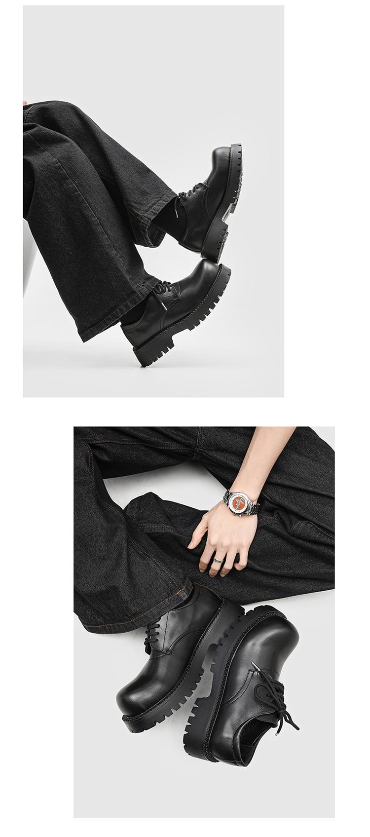 Men's Lug Sole Derby Shoes – Platform Chunky Workwear Boots, Low-Top Casual 96069-K