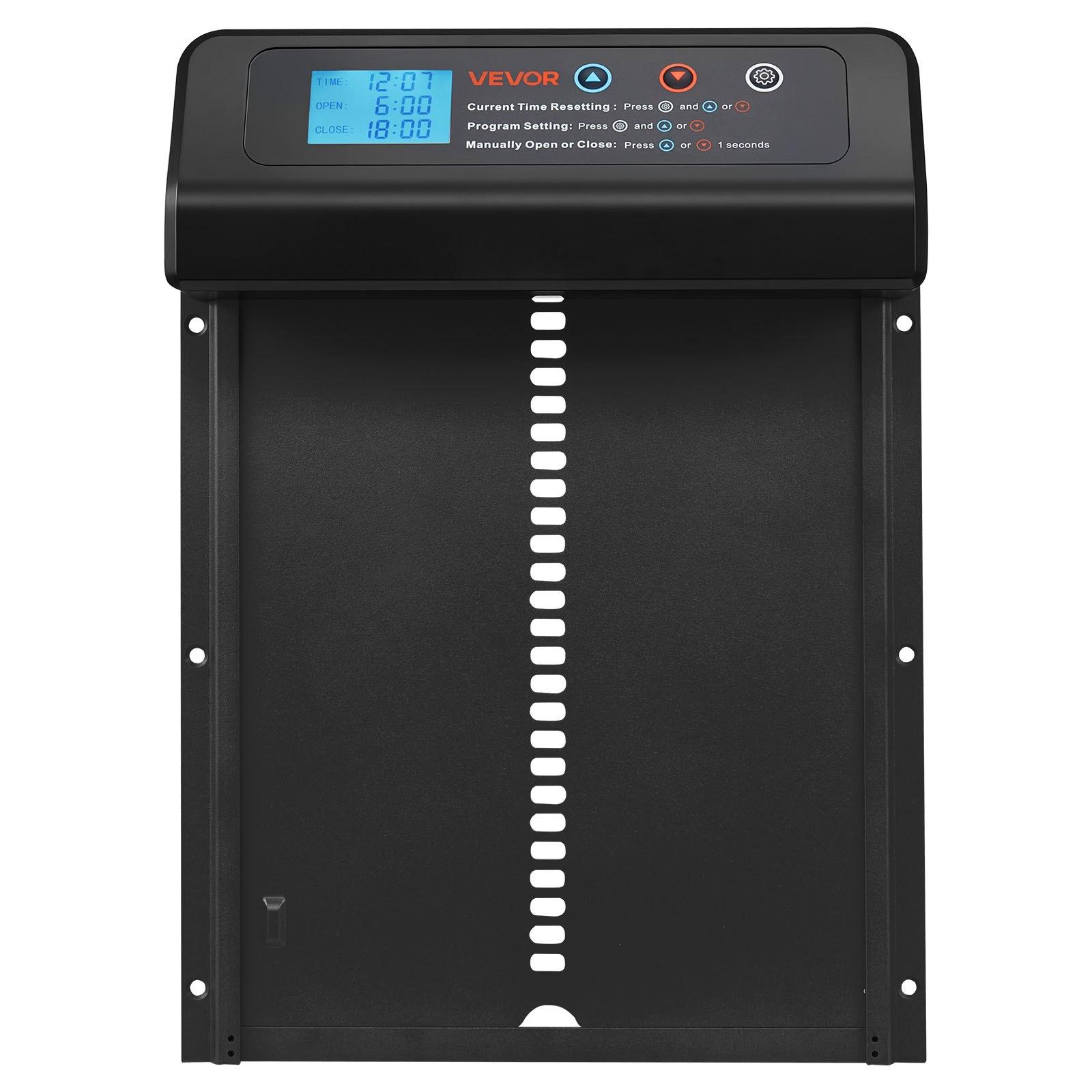 VEVOR Automatic Chicken Coop Door, Battery Powered Chicken Coop Door with Timer & Manual Setting, Anti-Pinch Security, Durable Aluminum Alloy, Auto Chick Run Gate Opener with Waterproof Sealing, Black VEVOR Automatic Chicken Coop Door, Battery Powered Chicken Coop Door with Timer & Manual Setting, Anti-Pinch Security, Durable Aluminum Alloy, Auto Chick Run Gate Opener with Waterproof Sealing, Black