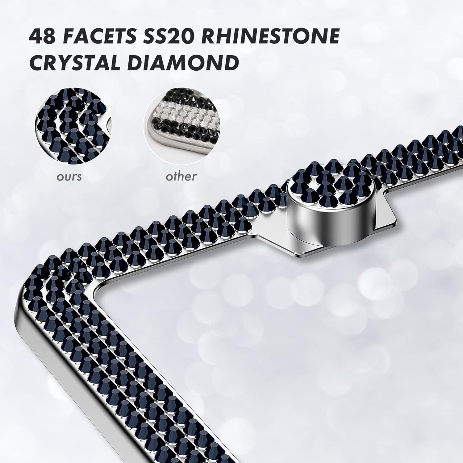 BASIC SUPPLY Bling License Plate Frame,  License Plate Cover,  Tag Frames,  License Plate Holder with Rhinestone   Screw Set - 2 Pack (AB Color)