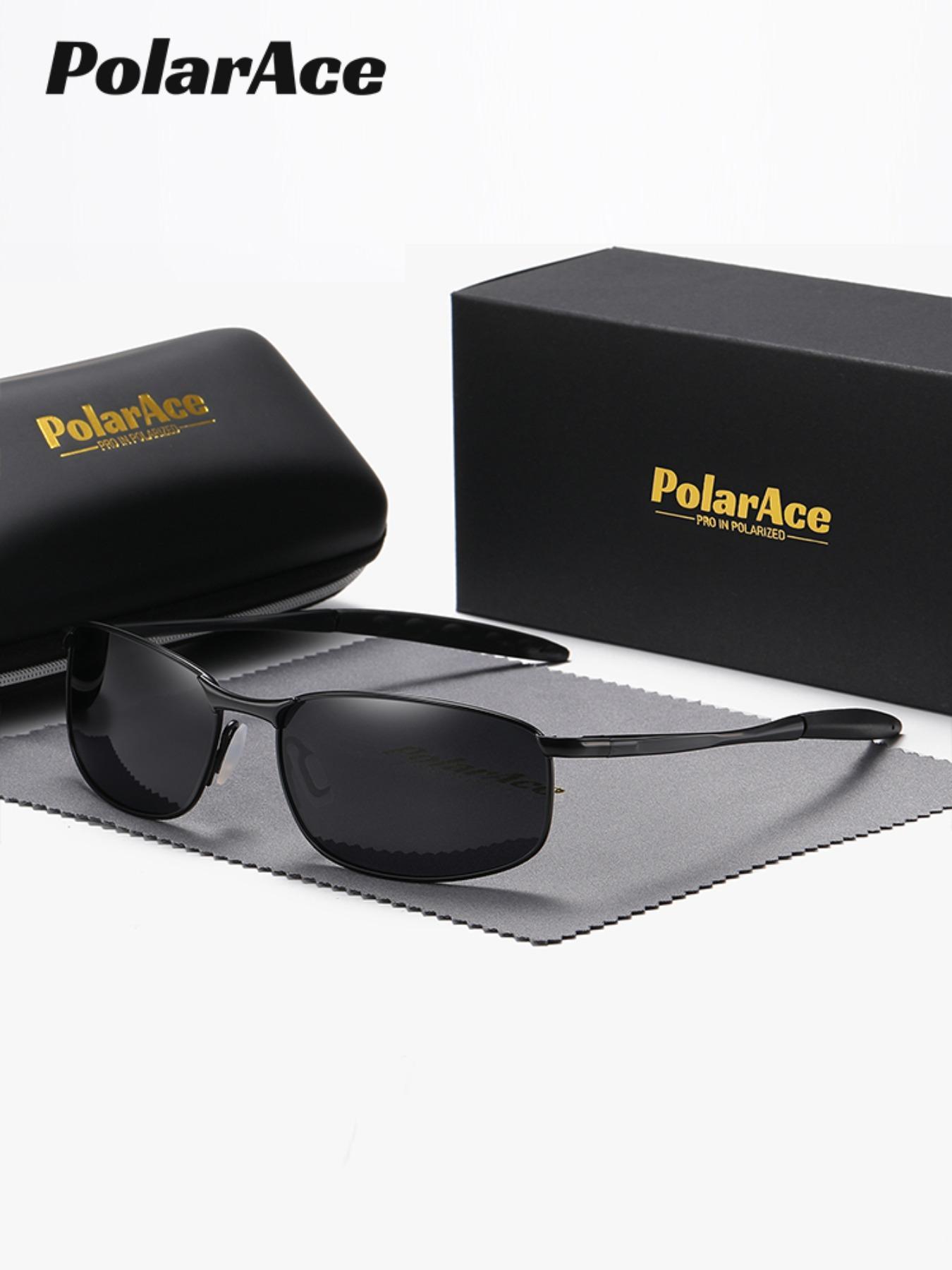 1 Piece PolarAce Unisex Business Style Reviving Classic Charm Rectangular Full Frame Polarized Sunglasses UV400