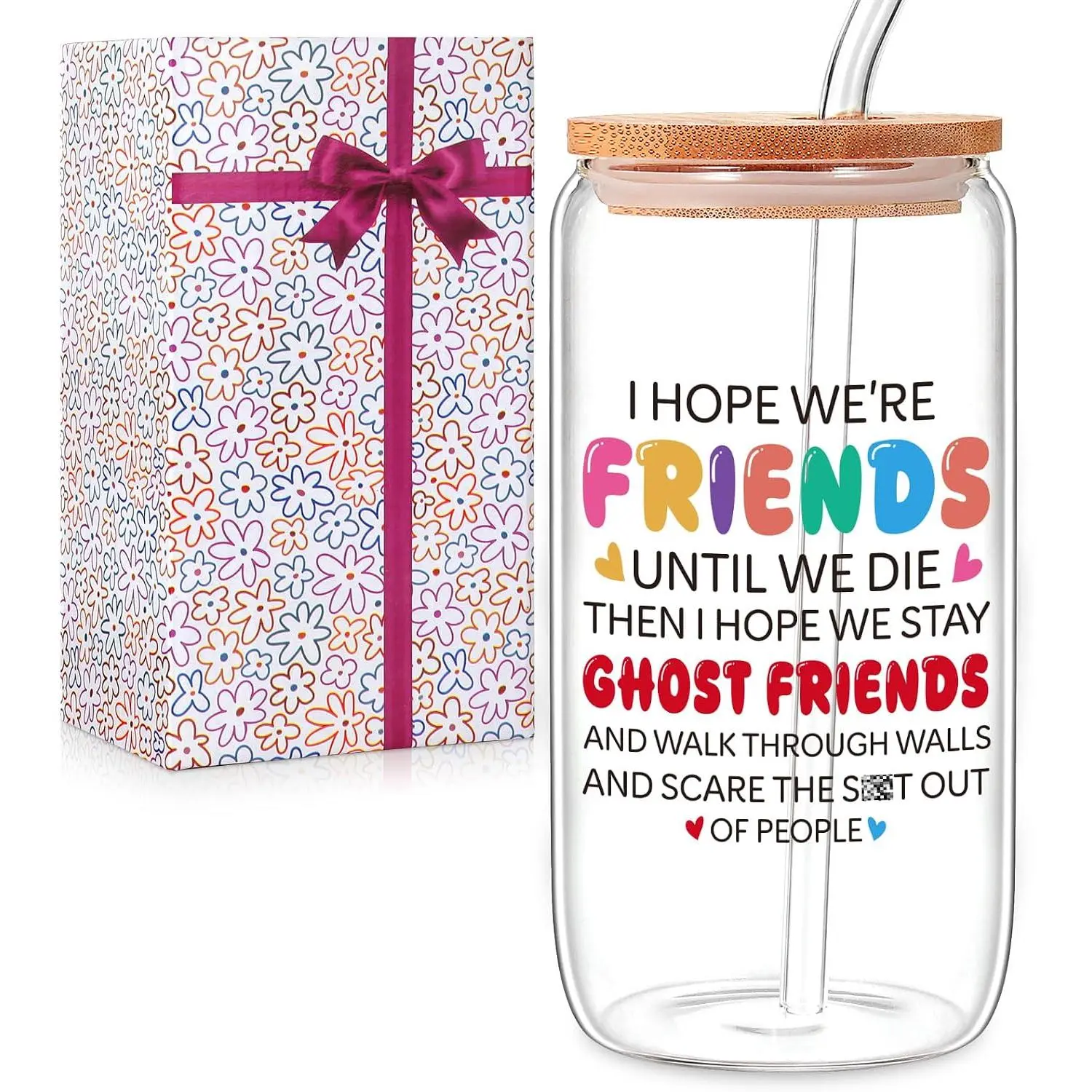 Funny Friendship Gifts for Women Bestie  for BFF, , Coworkers, Work Besties - Birthday, Christmas, Office  Use - 16oz Glass Cup