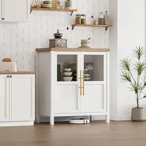 28.74" Farmhouse Sideboard Entryway Cabinet, Small Storage Cabinet with Shelf, Narrow Display Cabinet, Wooden Accent Cabinet for Kitchen, Living Room ﻿
