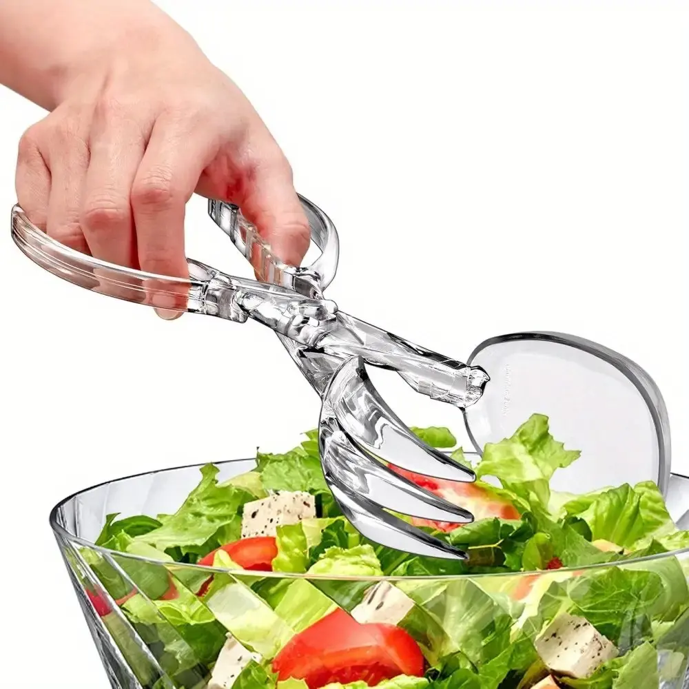 [Food-Safe Salad Scissors] 2 Pair of Transparent Plastic Salad Scissors - Reusable, Food-Safe, Suitable for Kitchen, Barbecue, Outdoor Cooking, Buffets, and Party Catering - Durable and Hygienic Design Ensures Food-Safe Handling from Salad to Serving, Kit