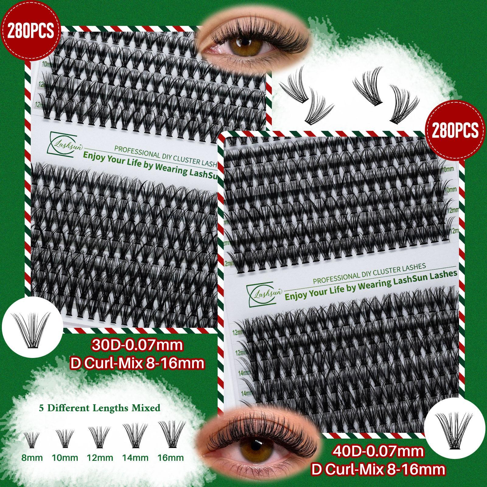 Individual False Eyelashes Kit, 10pcs/set Mixed Length Natural Look Eyelash Extensions, DIY Eyelash Extensions, Self Grafting Curl Eyelashes, Eye Makeup Enhancement False Eyelashes