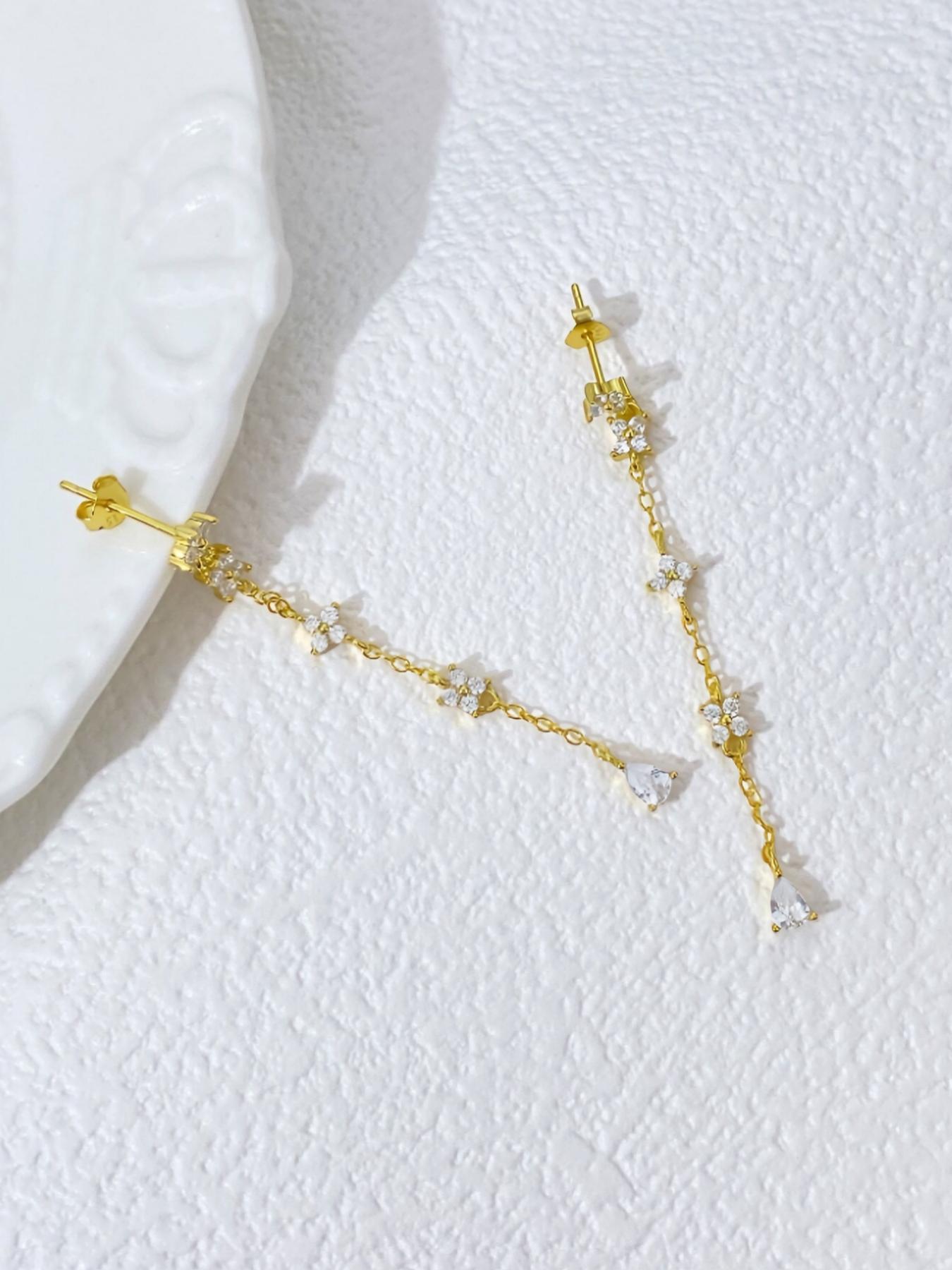 925 Sterling Silver Dangle Earrings, Elegant Chain Earrings for Women & Girls, Trendy All-match & Exquisite Jewelry for Birthday Gift