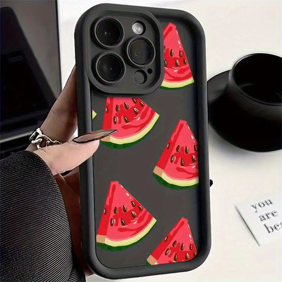 A Tall Bamboo Watermelon Phone Case, Suitable for Apple 16E Phone Case, Also for Apple 17Pro Max Phone Case, Suitable for 16 15 14 13 12 11 XS X Shockproof Anti-Scratch Durable Protective Cover