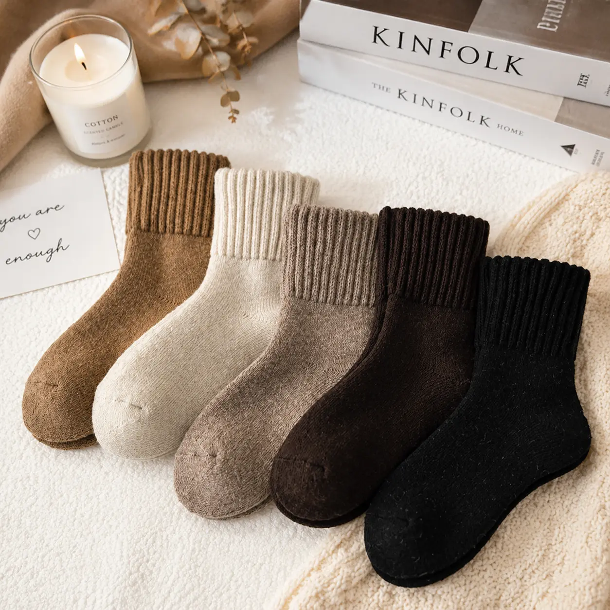 Women's Mid Calf Socks, Soft Warm Casual Crew Socks for Women, Comfortable Solid Color Socks, Cozy Breathable Knit Socks for Fall Winter, Everyday Fashion Socks for Daily Wear, Work, Travel, Boots and Outdoor Activities plain comfort