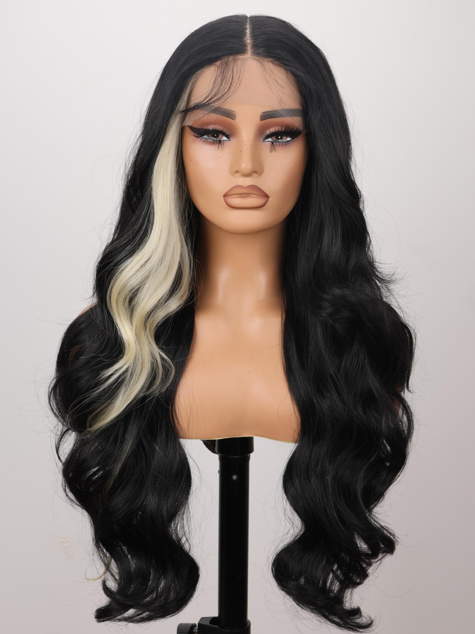 Women's 26 Inch Long Body Wave Lace Front Wigs, Natural Fluffy Glueless Wigs without Bangs, Synthetic Wigs for Party, Daily Hairstyle Decor, Glueless Frontal Wig, Body Wavy Wig
