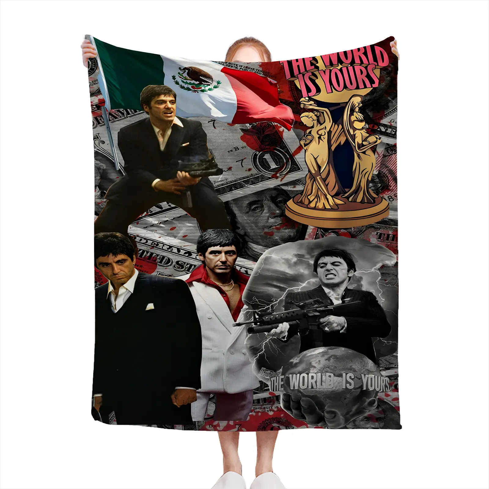 Soft Cozy Throw Blanket Polyester Scarface Movie Print Digital Printing Living Room Bedroom Decor Gift For Men Fans2607230308