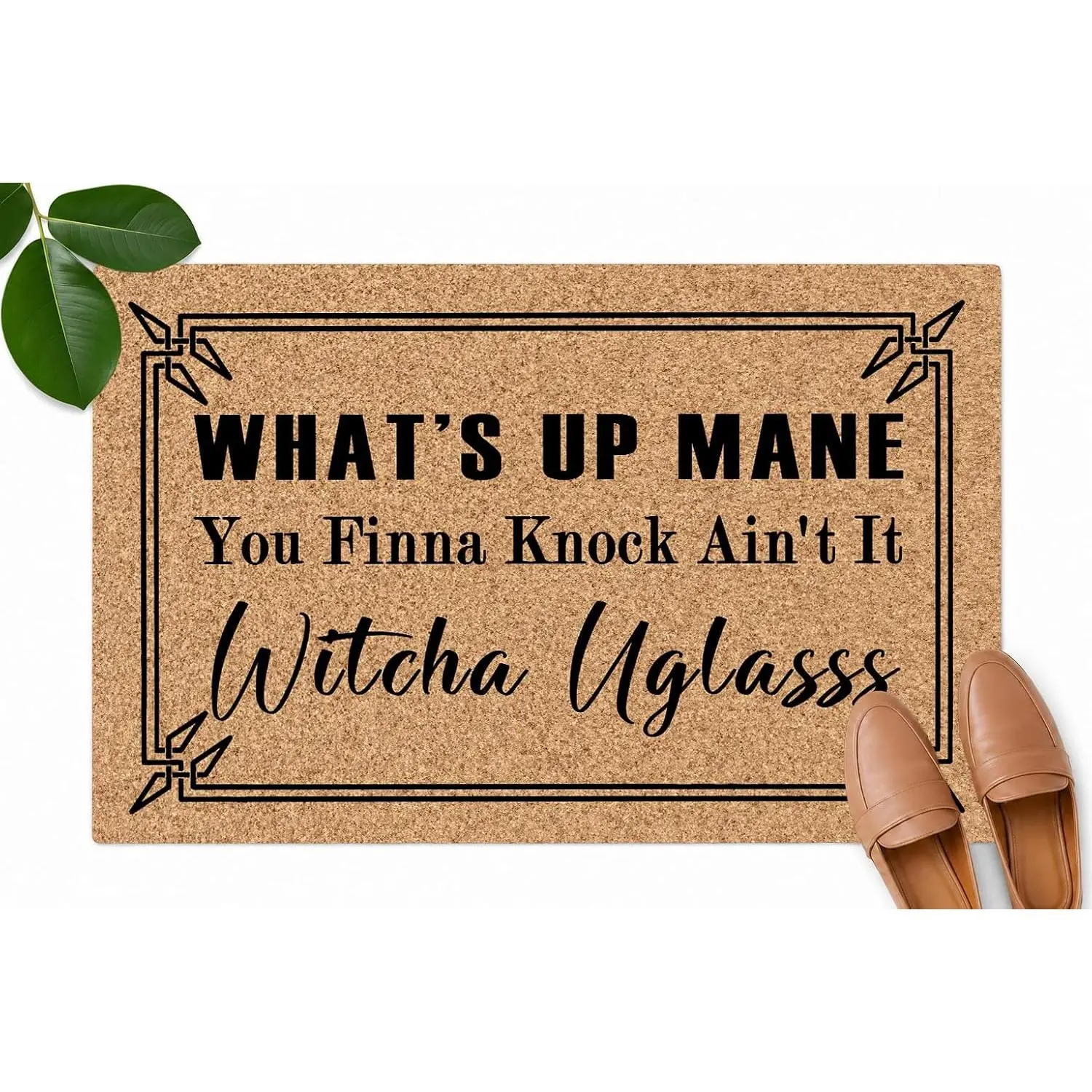 Welcome Mat What’s Up Funny Doormat for  Entrance (23.6 X 15.7 inch) Polypropylene Fabric Top with Rubber  Doormat for Front Door Indoor Outdoor Rug