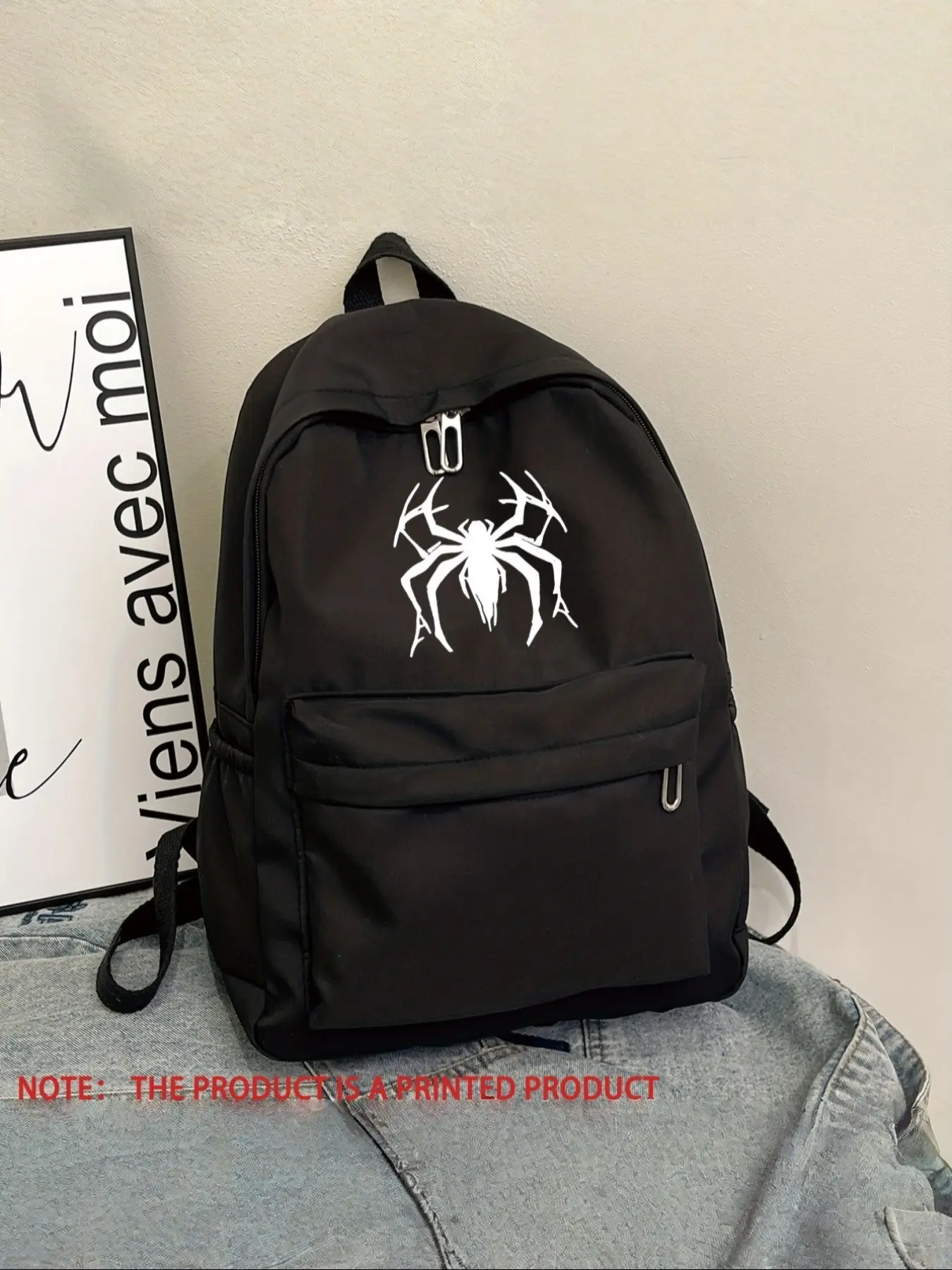 Spider Pattern Backpack, Casual Printed Backpack, Cartoon Design, Casual Style, Nylon Material, Durable & Easy to Clean, Perfect for Daily Use