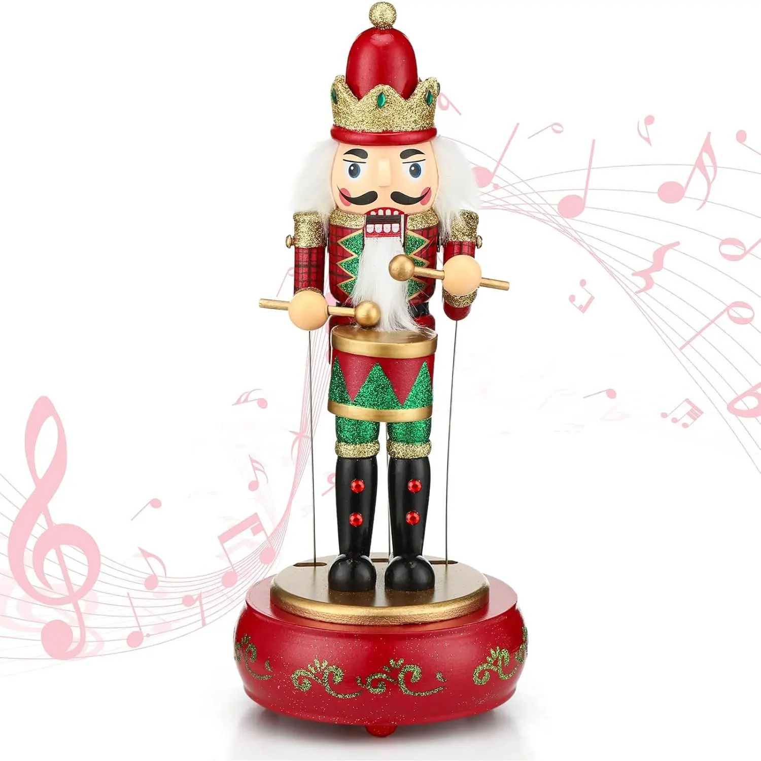 Wooden Handmade Nutcracker Soldier Wind up Clockwork Musical Box Christmas Gift Home Decor Lovely Style
