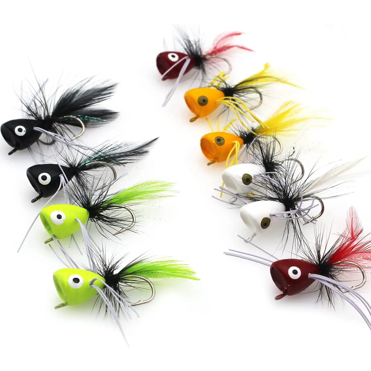 Fly Fishing Poppers, Topwater Fishing Lures Bass Crappie Bluegill Sunfish Panfish Trout Salmon Perch Steelhead Flies for Fly Fishing Bass Panfish Bluegill Trout Salmon