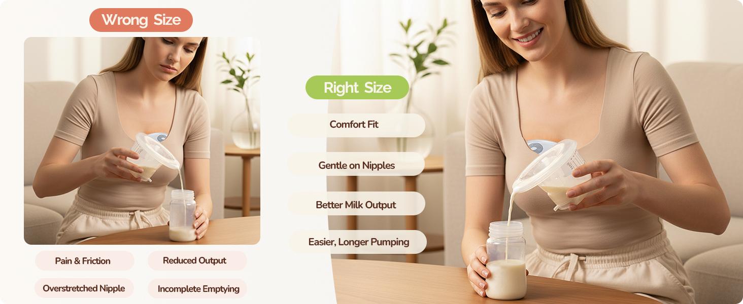 Kit 3 in 1 with 10PCS Flange Inserts 13/15/17/19/21mm, Silicone Flanges Insert Kit for 24mm Flange/Shield, Pumping Essentials Kit for Moms