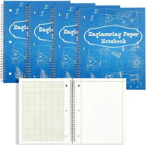 8.5" x 11" Engineering Computation Pad Wirebound Spiral Grid Notebook 5 Squares Per Inch Graph Paper for Drafting Drawing Blueprint Sketching (Blue, 4 Pads)