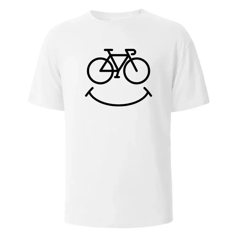 Men's Round Neck Shortsleeve T-Shirt - Bike Smile Print Casual Summer Streetwear Basic Clothes