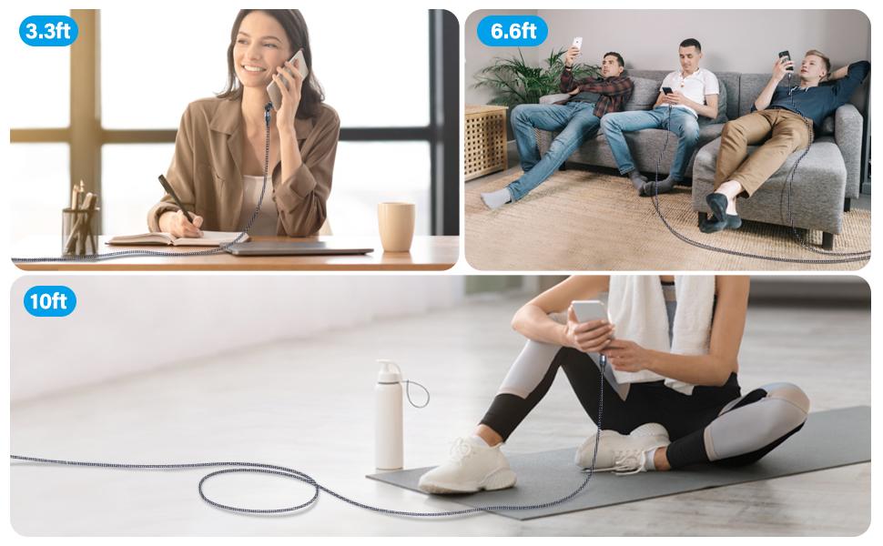 Magnetic Charging Cable 4 Pack (3.3ft/6.6ft/6.6ft/10ft), 540 Degree Rotating Magnet Phone Charger Cable, 3 in 1 Nylon Braided Magnetic USB Cable for Micro,Type C and iProduct Device