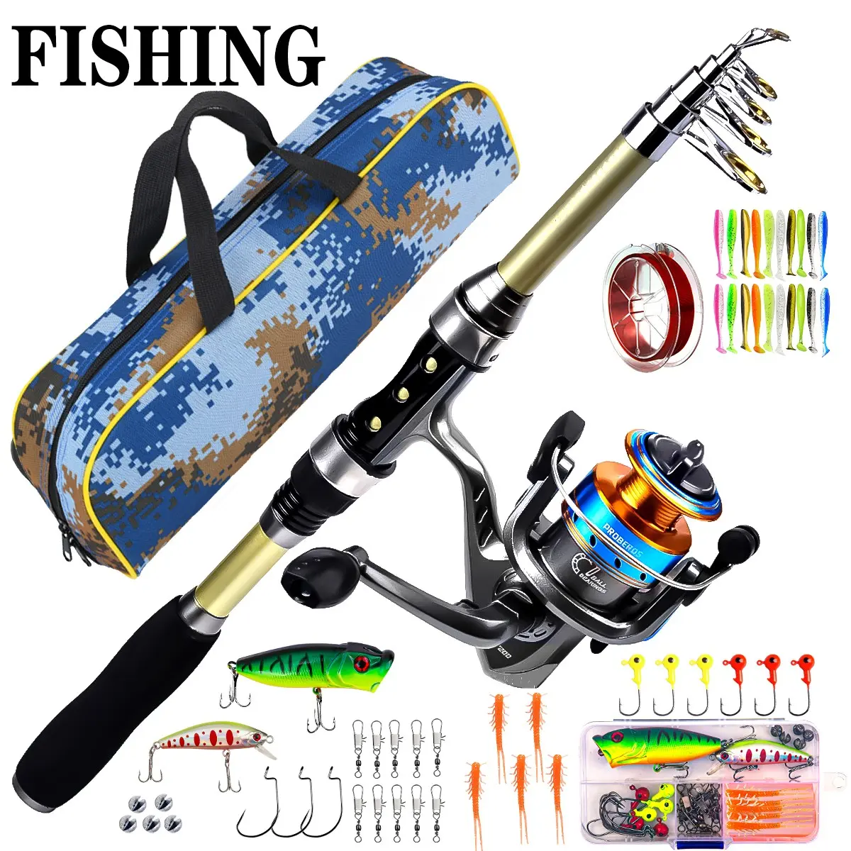 Portable Telescopic Fishing Rod & Reel Combo Kit, Fishing Rod And Reel Combo, 1.8m Fishing Rod & Reel & Fishing Line & Artificial Bionic Lure & Sinker Hooks, Fishing Accessories, Fishing Gear, Fishing Rod Set, Fishing Supplies, Fishing Equipment