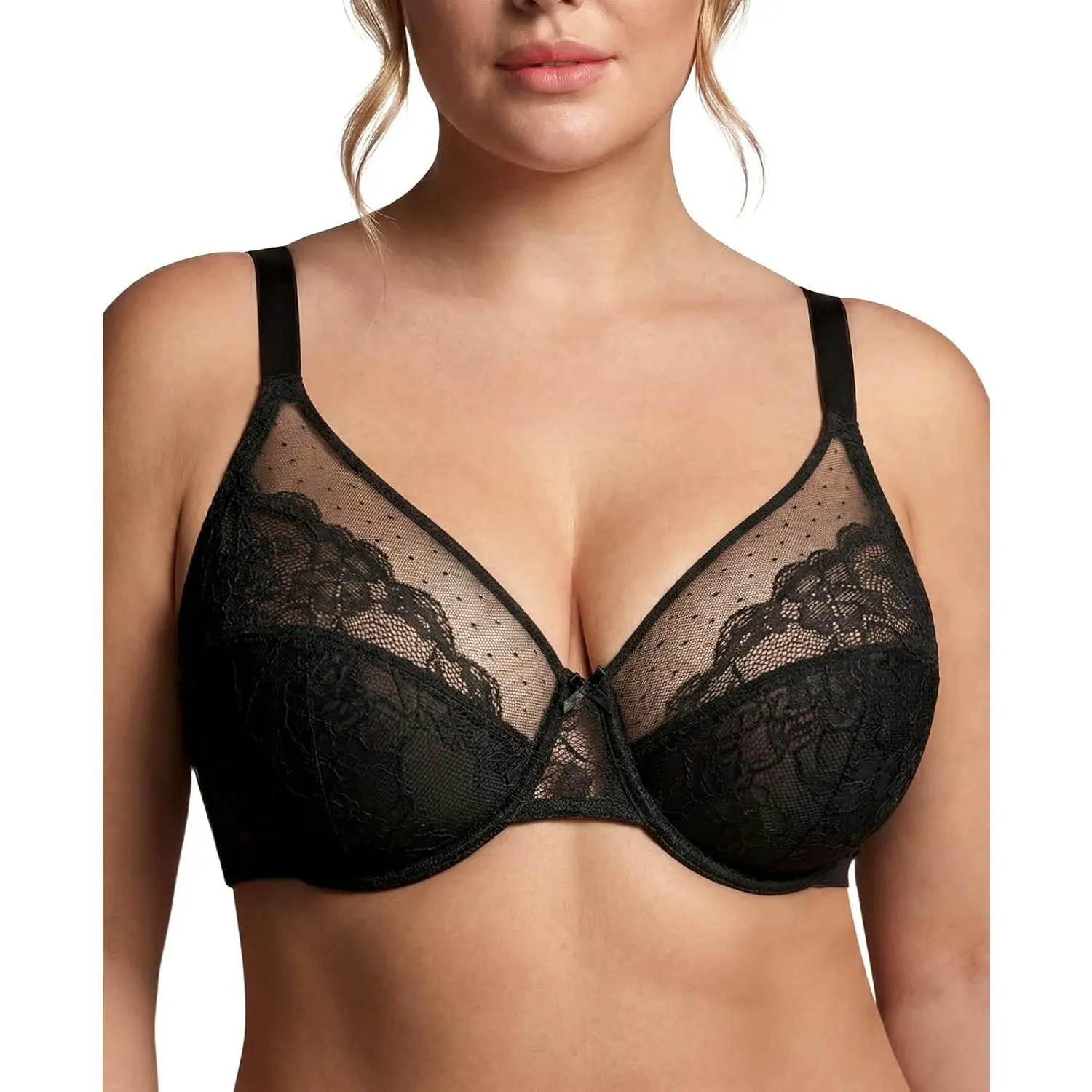 Minimizer Bras for Women Lifting Full Coverage Underwire Lace Bras Plus Size Unlined Breathable Bra for Heavy Breast