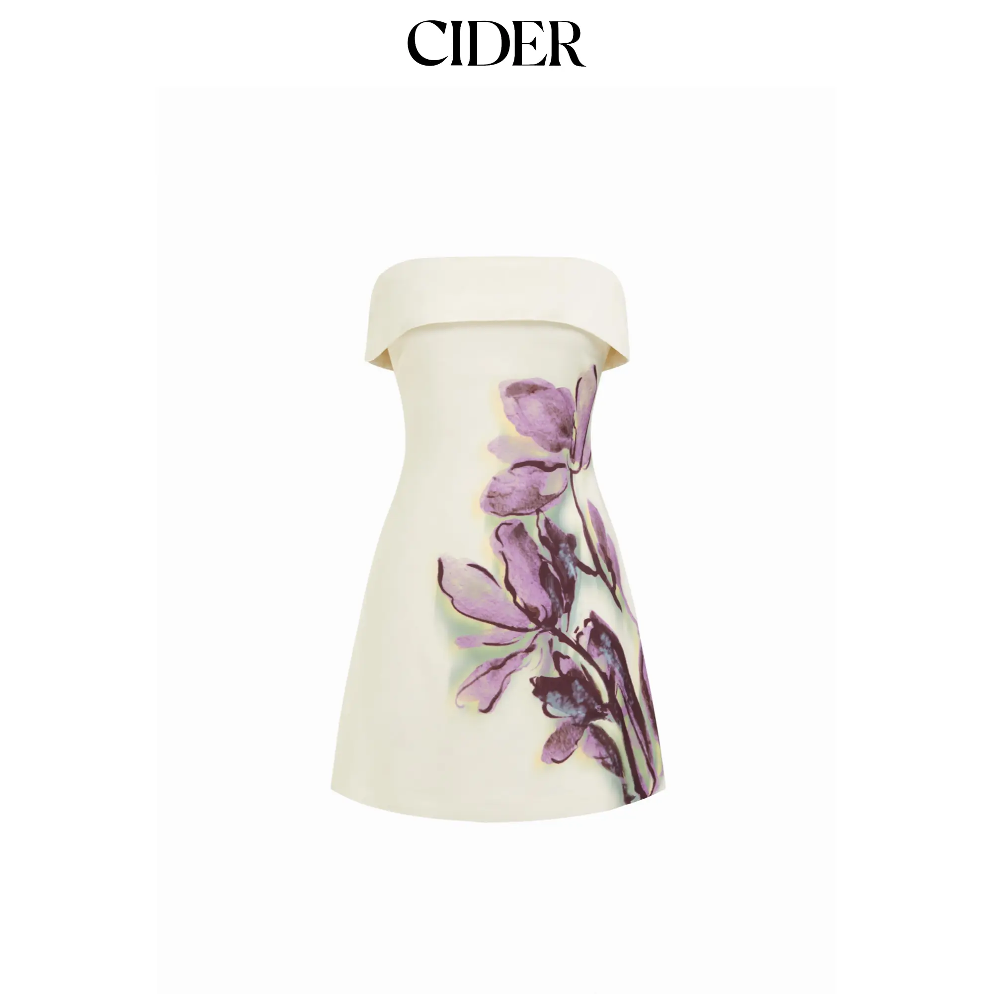 Cider Satin Floral Strapless A-line Mini Dress SohoChic