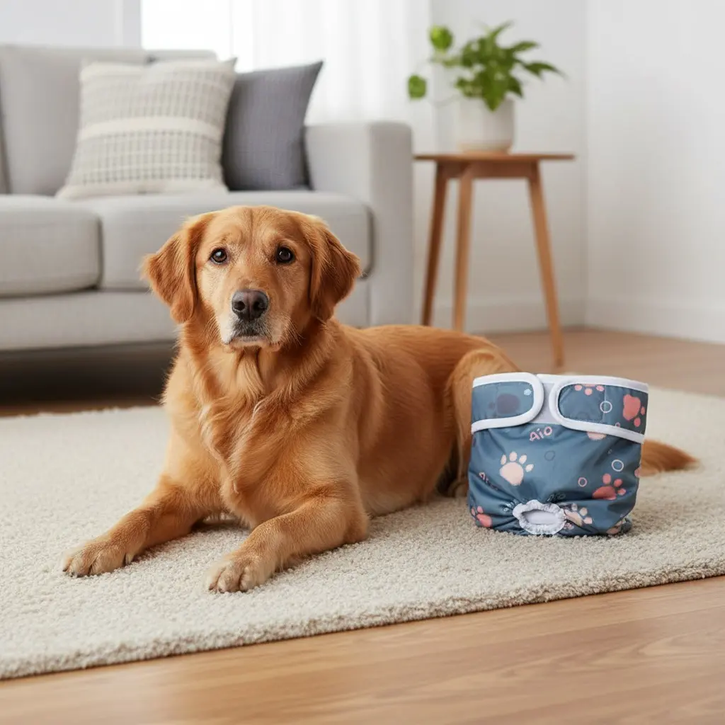 Dog & Cat Reusable Digital Print Diapers 2-Piece Set, Washable Breathable High-Absorbency Polyester Pants, Period Use, All Seasons, 2pcs with S,M Sizing Options