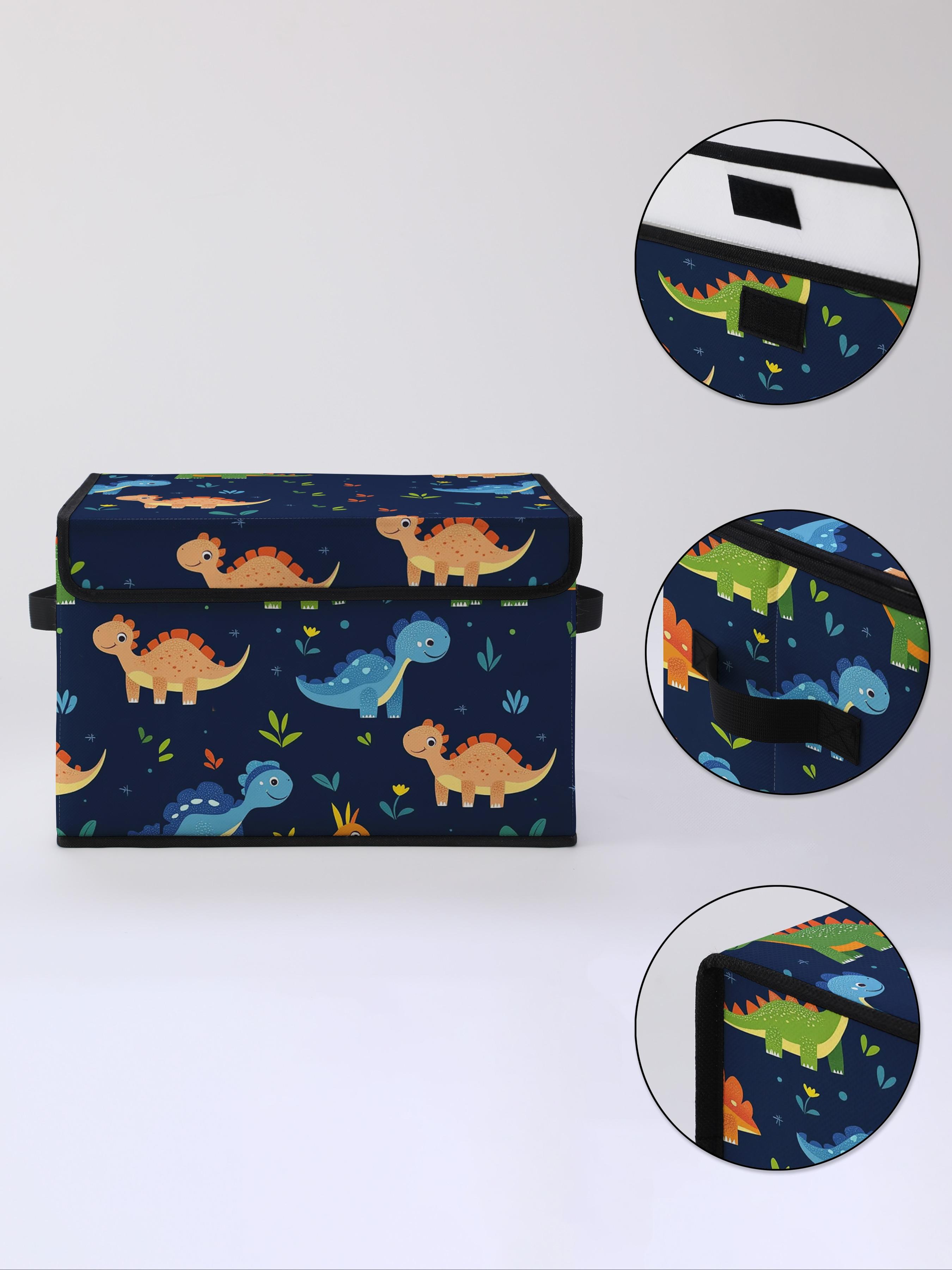 Dinosaur Pattern Printed Storage Box with Lid and Handle, Ideal for Organizing Clothes, Blankets, Sheets, and Toys in Bedroom or Under Bed