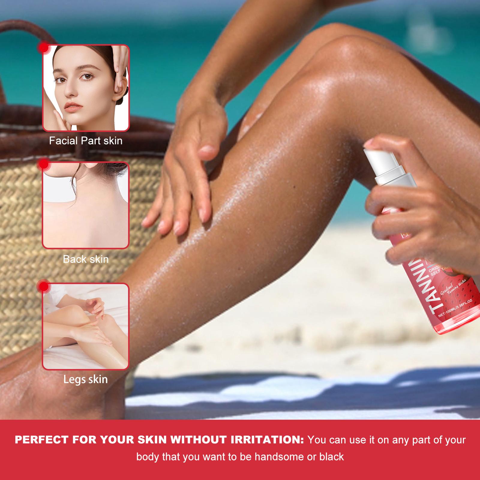 EELHOE Tanning Mist with Strawberry & Calendula, Face & Body Spray for Streak-Free Natural Bronze, Brightening Hydrating Formula, Gentle for Sensitive Skin, Indoor/Outdoor Use