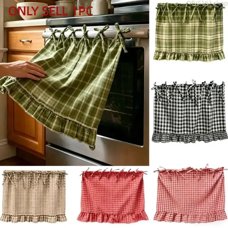 Handmade Farmhouse Oven Skirt Curtain, Checkered Tie Top Appliance Cover, Heat-Resistant Universal Household Kitchen Decor,Rose,Valentine,Charm,stress,ball,