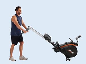 Magnetic/Water Rowing Machine 350 LB Weight Capacity - Foldable Rower for Home Use with Bluetooth, App Supported, Tablet Holder and Comfortable Seat Cushion