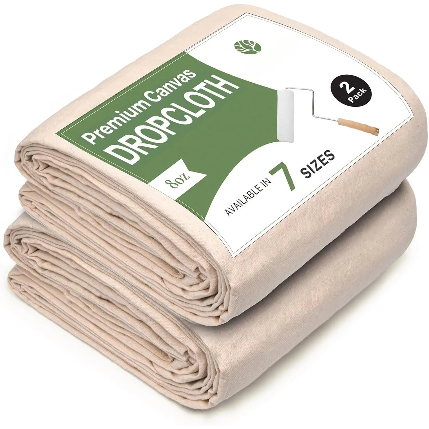 2-Piece Recycled Canvas Drop Cloth Tarp (4x12FT) - Double Stitched, Indoor/Outdoor Protection for Painting Projects, Furniture, Floors - Ideal for Painters, Christmas DIY Craft, Two Pieces