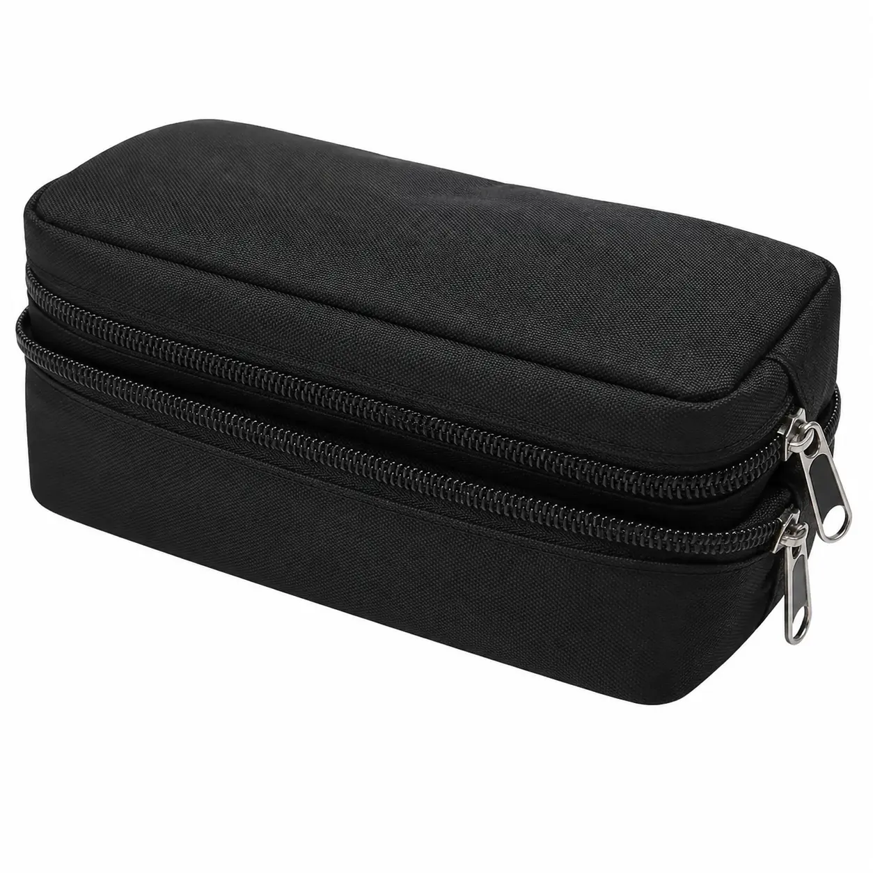 Extra-Large Dual-Compartment Pencil Case for Adults – Heavy-Duty Zippered Office Pen Pouch with Spacious Main Section and Organized Front Pocket, Ideal for Students, Professionals, and Artists – Durable Polyester Fabric, Smooth-Zip Closure, Sleek Black De