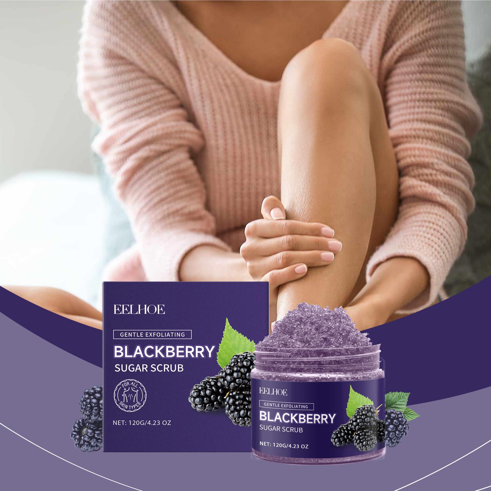 EELHOE Blackberry Sugar Body Scrub, Gentle Cleansing Exfoliating Smooth Skin Hydrating Moisturizing Scrub